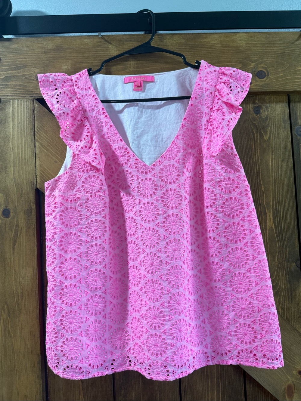 Lilly Pulitzer Pink Eyelet Ruffle V-Neck Camisole